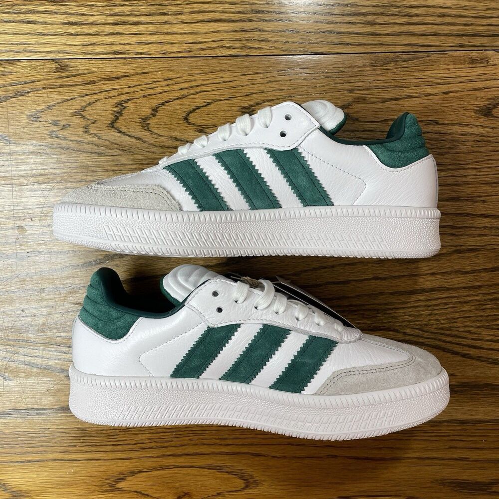 Women’s Size 7 7.5 8 8.5 ADIDAS SAMBA XLG White Green Leather Shoes NEW Athletic - Picture 3 of 6